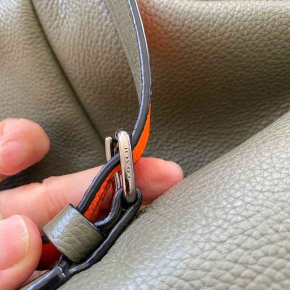 COACH Backpack in Army Green and Neon Orange - Picture 15 of 16